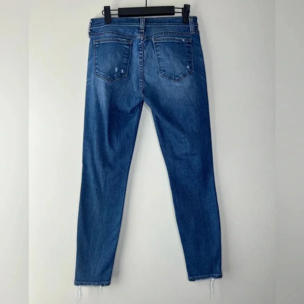 J. Crew distressed toothpick skinny jeans size 28 dark blue wash comfy